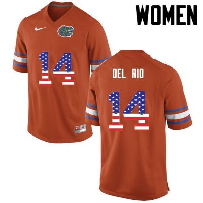 Women's Florida Gators #14 Luke Del Rio NCAA Nike Orange USA Flag Fashion Authentic Stitched College Football Jersey CVP2262LN